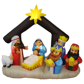 Long Nativity Scene With Three Kings, 6'