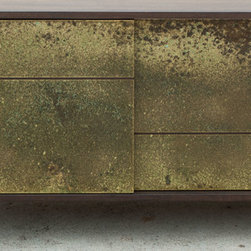 Walnut Credenza with Patinated Brass Doors - Accent Chests And Cabinets