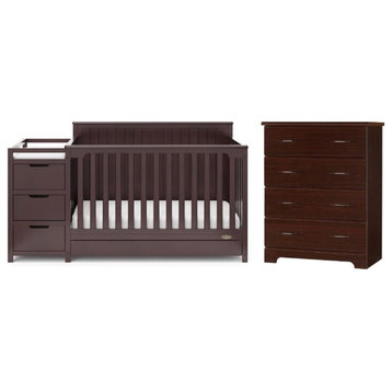 Home Square 2-Piece Set with Crib & 4 Drawer Chest in Espresso