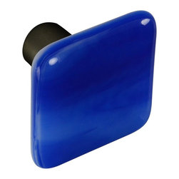 CKP - Art Glass Knob, Cobalt Blue Swirl, Oil-Rubbed Bronze Base - Cabinet And Drawer Knobs