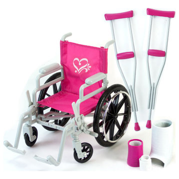 Wheelchair Cast and Crutches Set for 18" Doll