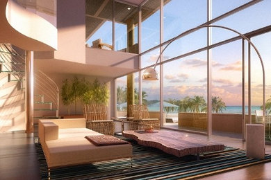Example of a minimalist living room design in Other