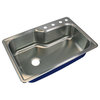 Transolid Meridian 33"x22 1/64"x9" Single Drop-in SS Kitchen Sink, 4 Holes