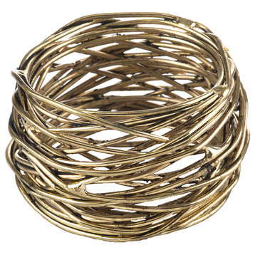 Metal Design Napkin Rings, Ser of 4, Gold