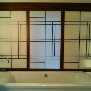 Shoji screens for bathroom window