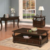 Benzara BM156753 2 Drawer Wooden Coffee Table With Bun Feet & Ring Pulls, Brown