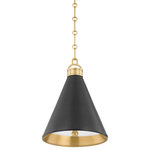 Hudson Valley Lighting - Osterley 1 Light Pendant, Aged/Antique Distressed Bronze - Osterly's simple, yet striking cone silhouette makes it both elegant and useable. The shade's Aged Brass inside contrasts beautifully with the Distressed Bronze outside. Hang the pendant in multiples over kitchen islands, dining tables and down hallways, or use alone to light a smaller space. Both sconces articulate making them ideal bedside or in a cozy reading nook. Part of our Mark D. Sikes collection.