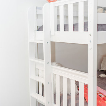 White Classic Bunk Bed with Ladder on end for Teens