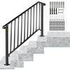 Wrought Iron Handrail Outdoor Stair Rail with Installation Kit, Black, Fit 4-5 Steps