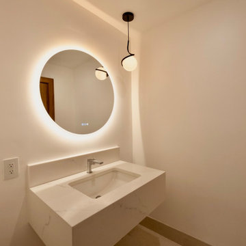 Floating Stone Vanity, Modern Powder Room