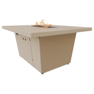 Rectangular Fire Pit Table, 52x36x1.5, Natural Gas, Beige Top, Beige