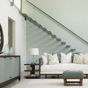 Contemporary Living Room with Spa Color Palette