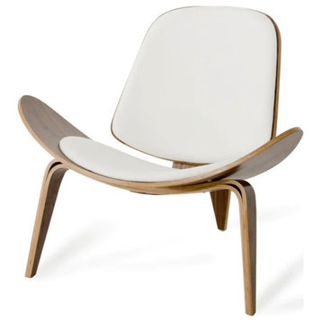 Rayne Modern White & Walnut Accent Chair