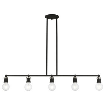 Lansdale 5 Light Black With Brushed Nickel Accents Large Linear Chandelier