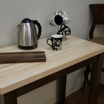 Butcher Block Country Kitchen Island and Walnut Bar Board