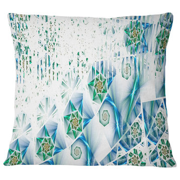 Light Green Fractal Abstract Flower Abstract Throw Pillow, 16"x16"