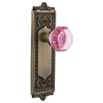 Egg & Dart Plate Privacy Waldorf Pink Knob, Antique Brass