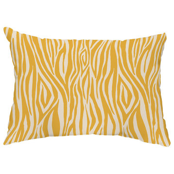 Wood Stripe 14"x20" Decorative Abstract Outdoor Throw Pillow, Gold