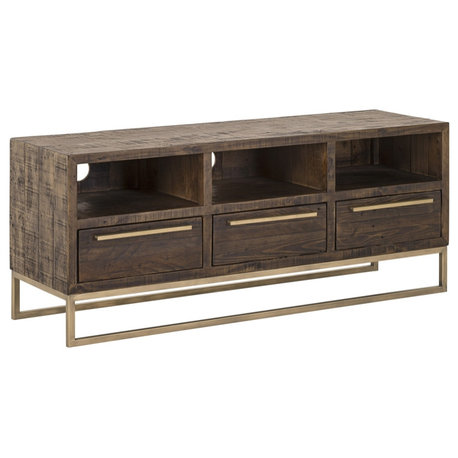 Alpine Furniture Monterey Wood TV Console in Smokey Taupe (Beige)