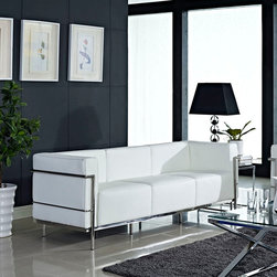 Charles Grande Sofa-White Leather - Sofas
