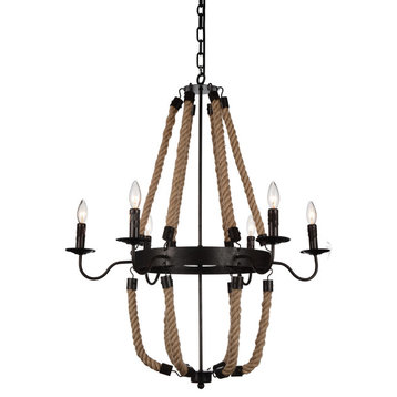 CWI LIGHTING 9702P36-6-130 6 Light Chandelier with Rust finish