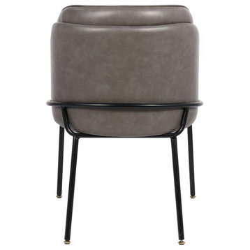 Maklaine Contemporary Gray Faux Leather Dining Chair (Set of 2)