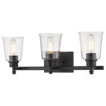 Z-Lite - Z-Lite 464-3V-MB Bohin - Three Light Bath Vanity - Dress up a guest bath with this enticing three-ligBohin Three Light Ba Matte Black Clear Se *UL Approved: YES Energy Star Qualified: n/a ADA Certified: n/a  *Number of Lights: Lamp: 3-*Wattage:100w Medium Base bulb(s) *Bulb Included:No *Bulb Type:Medium Base *Finish Type:Matte Black