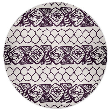Honeycomb Stripes Rug, Purple, 5' Round
