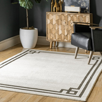 nuLOOM Imani Classic Border Traditional Striped Area Rug, Beige 4'x6'