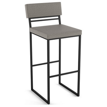 Amisco Everly Stool, Silver Gray Polyester/Black Metal, Counter Height