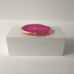 Lacquered Box with Pink Agate - Decorative Boxes