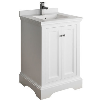 Fresca Windsor 24" Matte White Traditional Bathroom Cabinet with Top and Sink