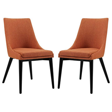 Viscount Dining Side Chairs Upholstered Fabric, Set of 2, Orange