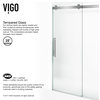 VIGO 60" x 74" Caspian Adjustable Frameless Sliding Shower Door, Chrome