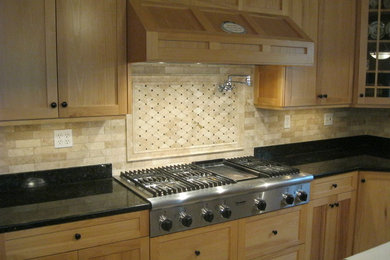 Honed marble backsplash