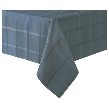 Elegance Plaid Solid Tablecloth, Blue Shadow, 60"x84" Ov
