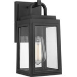 Progress Lighting - Grandbury Collection 1-Light Small Wall Lantern with DURASHIELD - Partner timeless elegance with a pinch of coastal vibe with this wall lantern. A beautiful black square frame crafted from corrosion-proof composite polymer material features a half loop on top of the structure. The light fixture's clear glass panes allow the lantern to complement other farmhouse and coastal decor for an overall beautiful, welcoming look. DURASHIELD by Progress Lighting is built to last. Constructed from a composite material with UV protection, DURASHIELD holds up even in the harshest weather conditions. This high-performance finish has a 5-year warranty and is resistant to rust, corrosion, and fading.