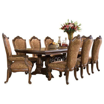 Aico Amini Windsor Court 9 PC Dining Set Rectangular Dining Table Vintage Brown