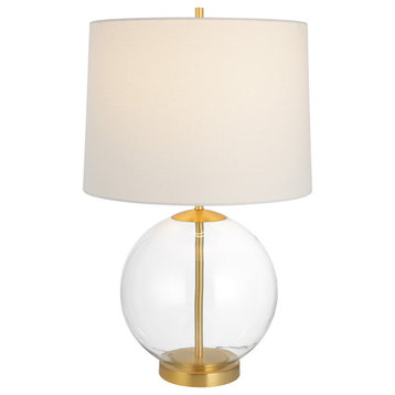 Clear Glass Body With Gold Accents Table Lamp