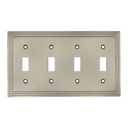 Cosmas - Cosmas 25045-SN Satin Nickel Quad Toggle Switchplate Cover - Switch Plates And Outlet Covers