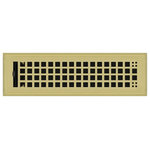 Wholesale Registers - Brass Rockwell Plated Steel Craftsman Floor Register, 2"x12" - Brighten up any room with our polished brass plated floor vents. Our rockwell style floor register is made from stamped steel with a 3mm thick faceplate and steel damper. The 2" x 12" floor register can be affixed to any sidewall with the use of spring clips. This register should be used in a hole size of 2" x 12". The overall dimensions of the faceplate are 3 3/8" x 13 3/16". The steel core and damper allows this register to be perfect for use with heating and cooling your home.