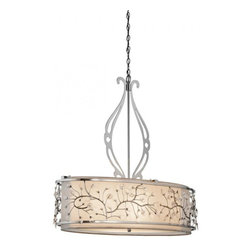 Gorgeous 4 Bulb Chandelier Oval Pendant Kichler Lighting by Jardine with Chrome - Lighting