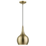 Livex Lighting - Andes 1 Light Antique Brass Mini Pendant - The Andes mini pendant features a modern, minimal look. It is shown in a chic antique brass finish shade with a shiny white finish inside.