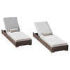 GDF Studio Zendaya Brown Wicker Sunbrella Chaise Lounge Chairs, Set of 2