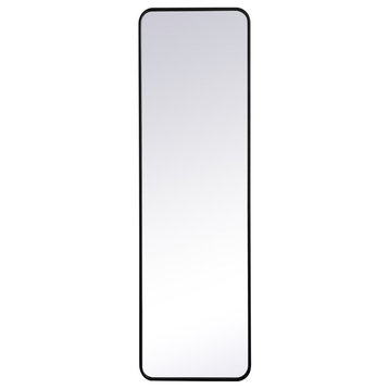 Ellis Soft Corner Metal Rectangular Mirror, 18"x60", Black