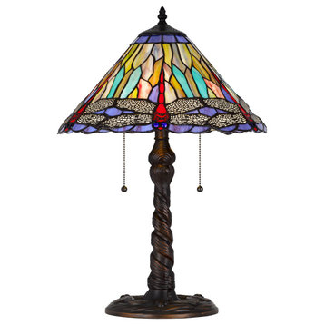 3109 Tiffany 2 Light Table Lamp, Dark Bronze