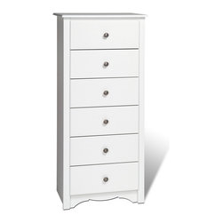 Prepac Monterey 6-Drawer Tall Chest in White - Dressers