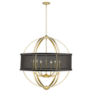 Colson 9 Light Chandelier, Olympic Gold With Matte Black Shade