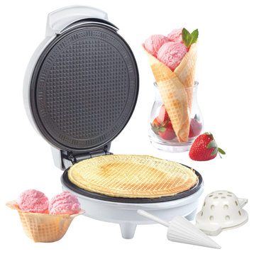Waffle Cone and Bowl Maker for Homemade Ice Cream Cones - Includes Shaper Roller