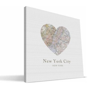 New York City Map Canvas Print, 12"x12"